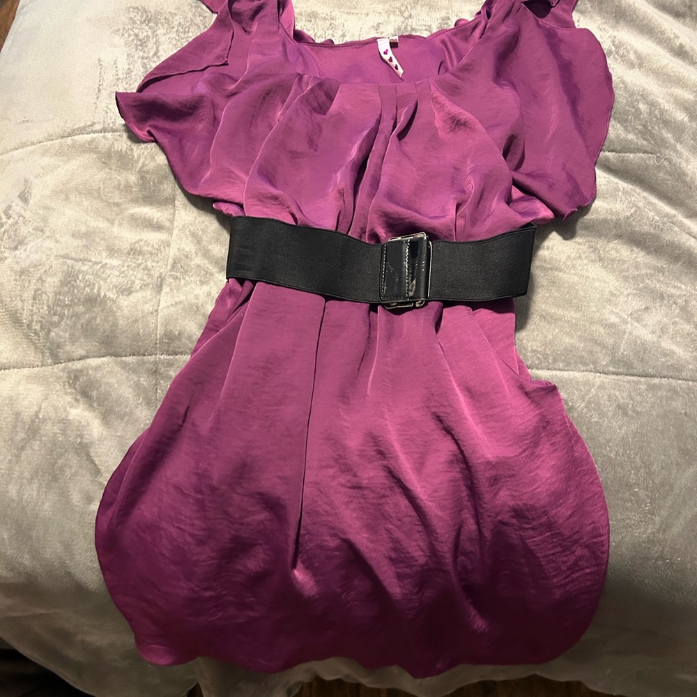 Purple Dress with Black Belt
